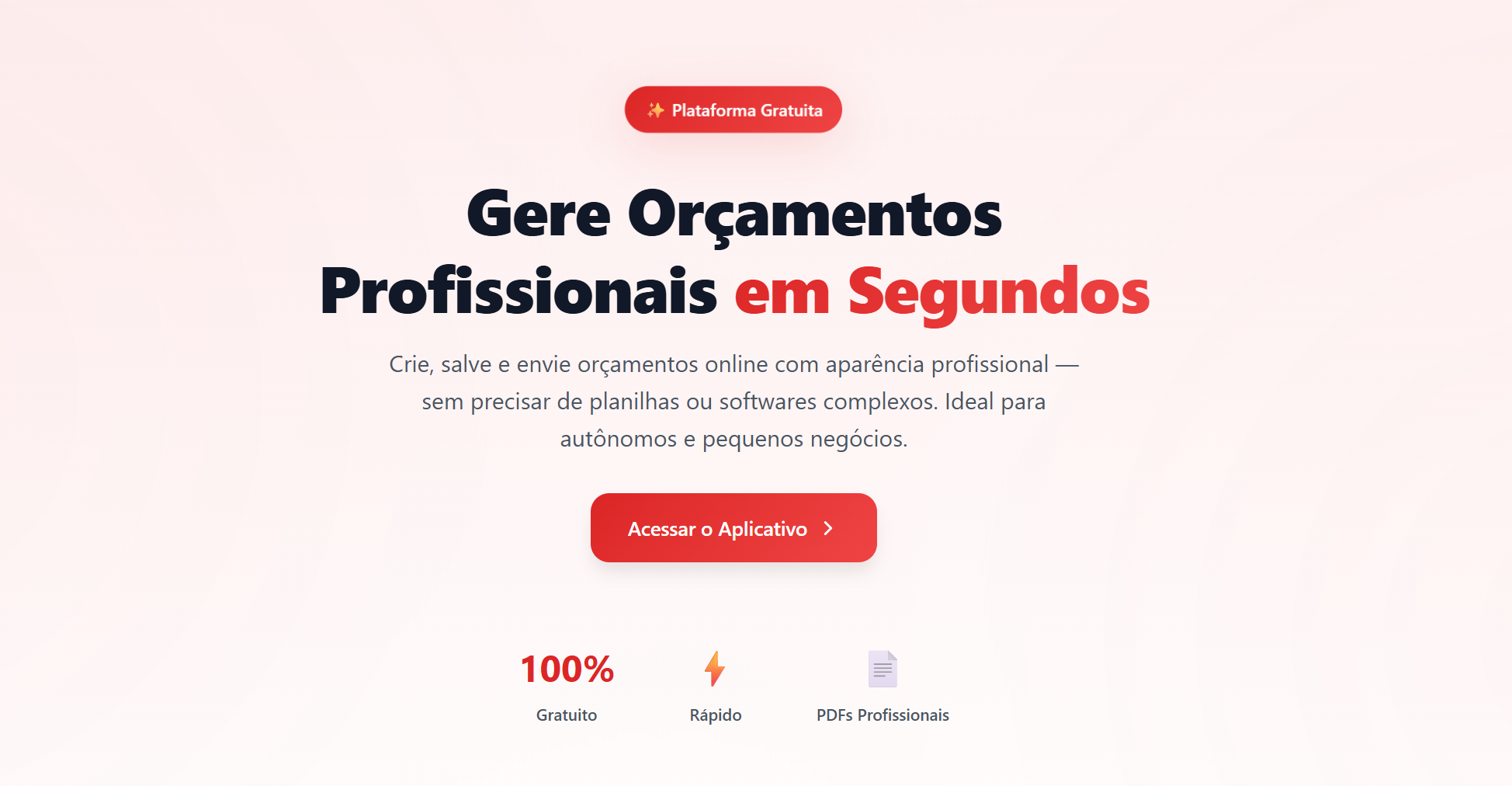 Preview do Quick Quote - Plataforma de Orçamentos